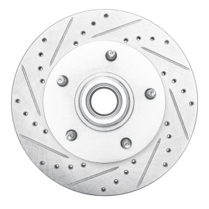 Ford E-150 Econoline Club Wagon Brake Rotor (1) - Front Left - R1 Concepts - Drilled & Slotted - Silver - `94-`01